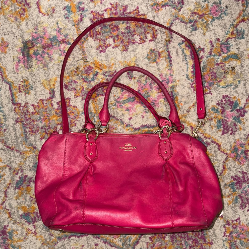 Coach Fuchsia Leather Shoulder Bag
